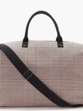 NWT Lulu Dharma Pink Plaid Fraiser Weekender Tote Women Houndstooth Large